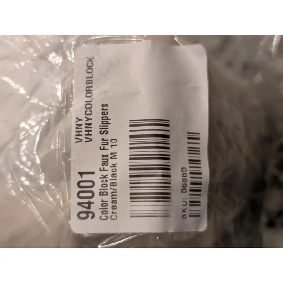 Women's VHNY Color Block Faux Fur Slippers US 10 Cream Black - Picture 4 of 11